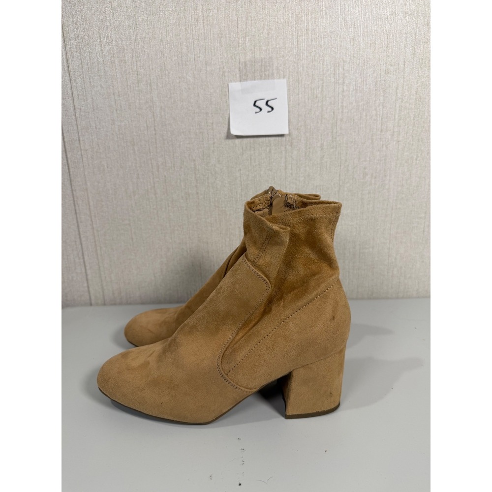 SO Goods for Life Kepler Tan Faux Suede Ankle Boots Block Heel Womens 8.5 M